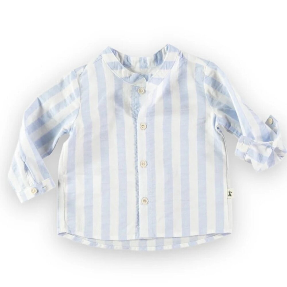 Baby Striped Long-Sleeve Shirt 12 Months Petit Indi Cotton Blend Blue White NWT